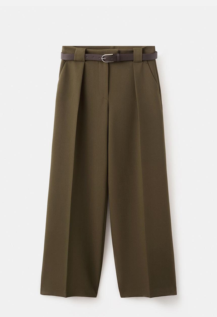MANGO - Trousers cintu - khaki