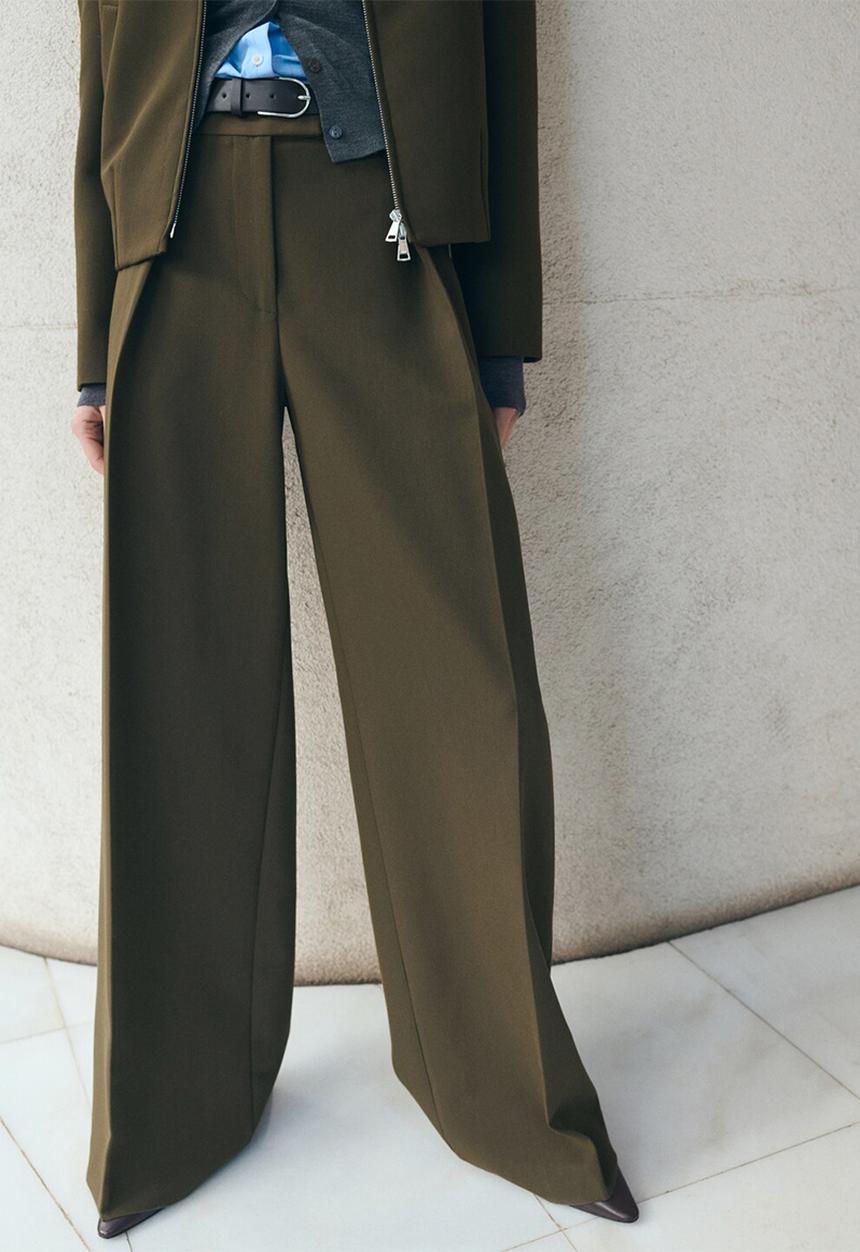 MANGO - Trousers cintu - khaki