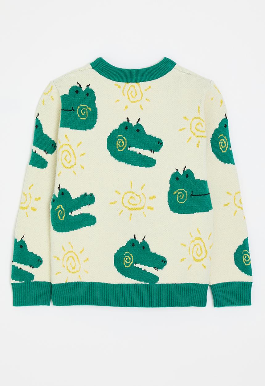 Pop Candy - Pixellated croc sweatshirt with rib knit finish - cream/jade green