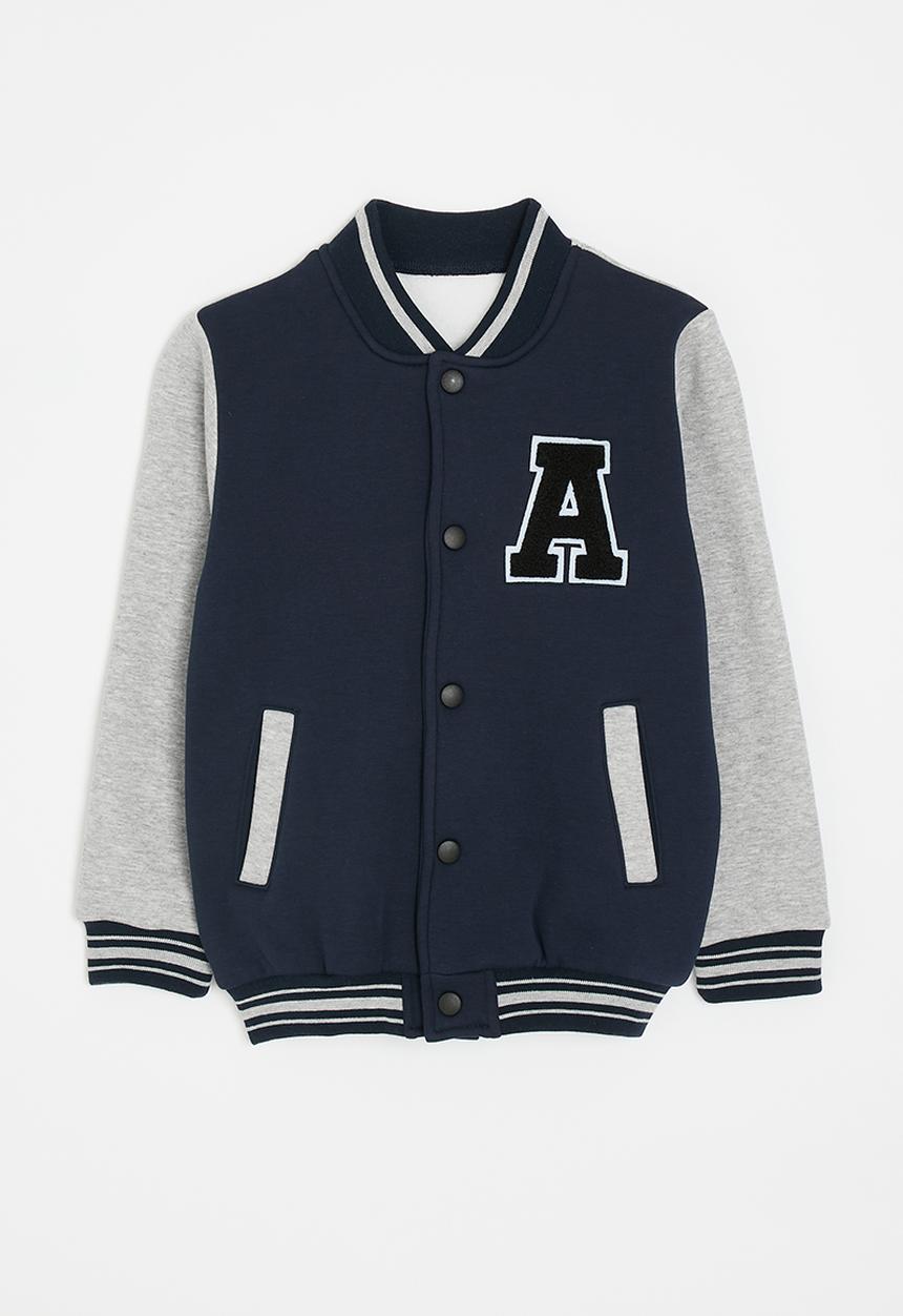 Pop Candy - Baseball jacket with striped rib - navy blue/light grey