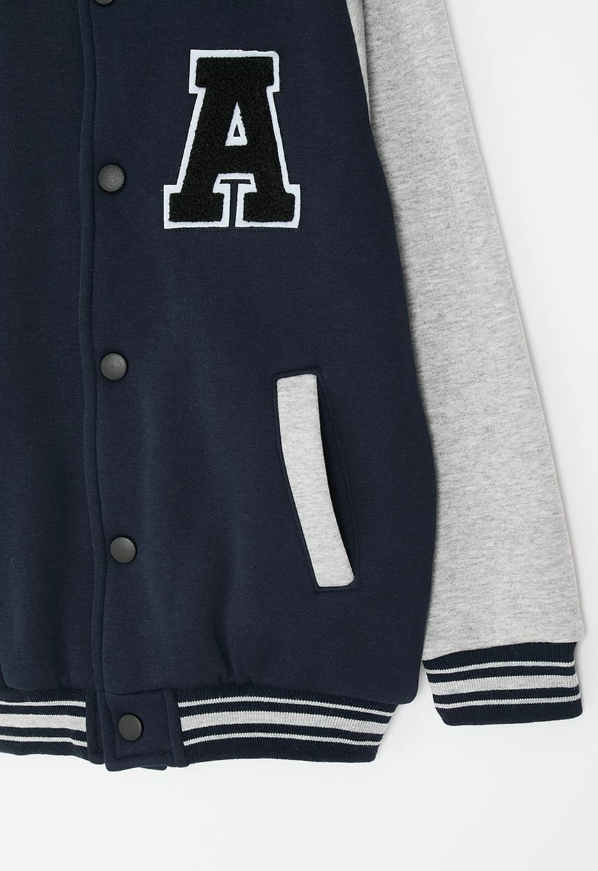 Pop Candy - Baseball jacket with striped rib - navy blue/light grey
