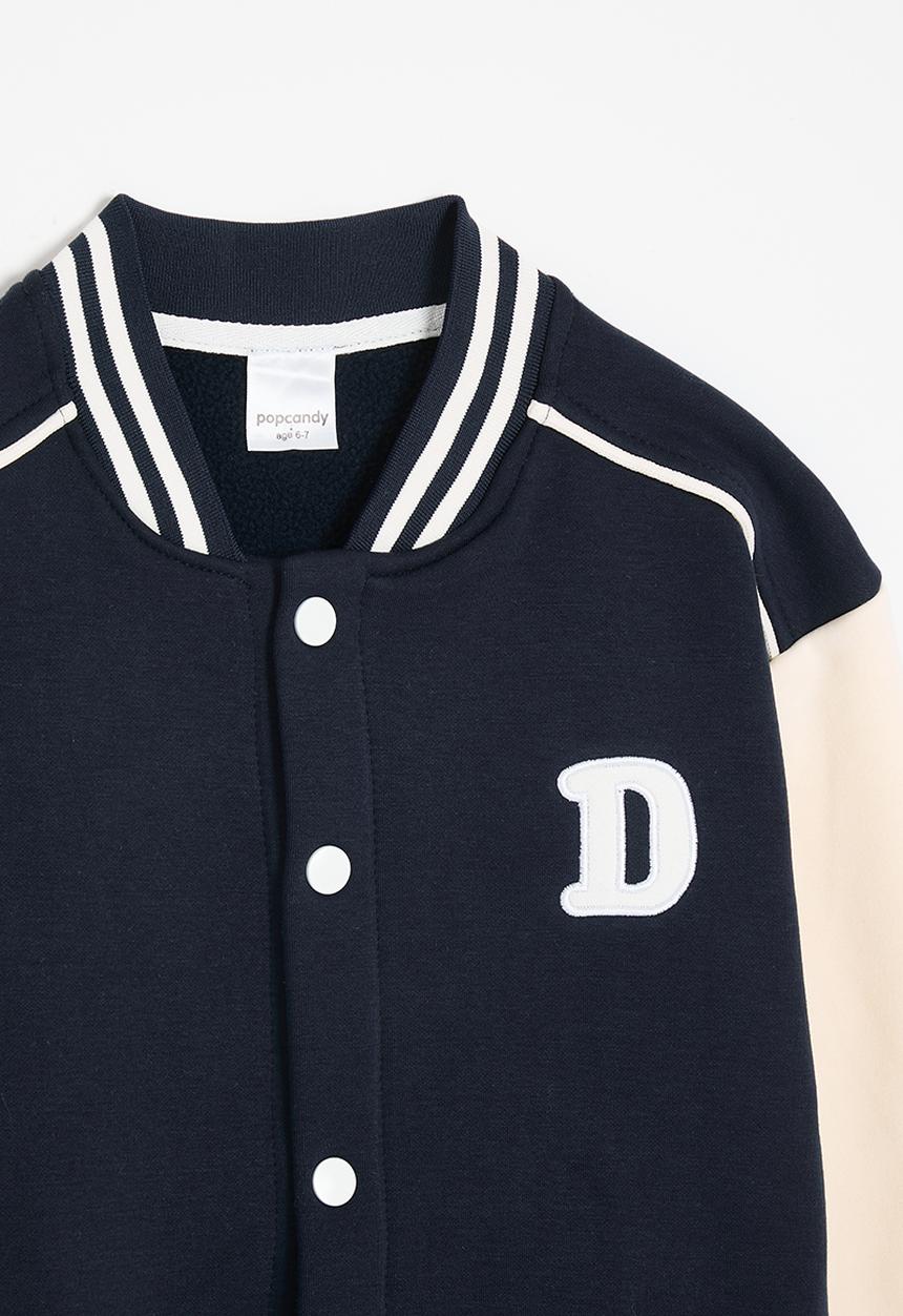 Pop Candy - Baseball jacket with striped rib - navy/cream 