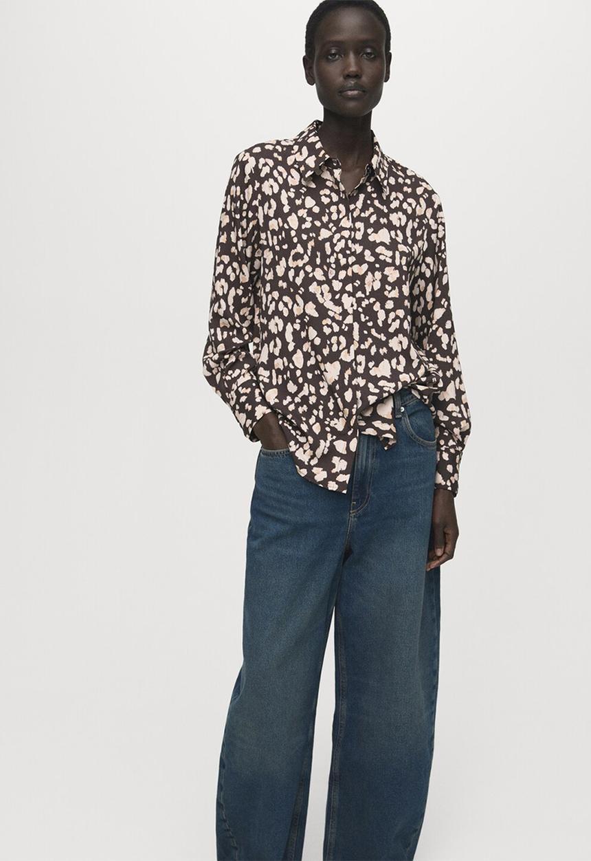 MANGO - Shirt basic - brown