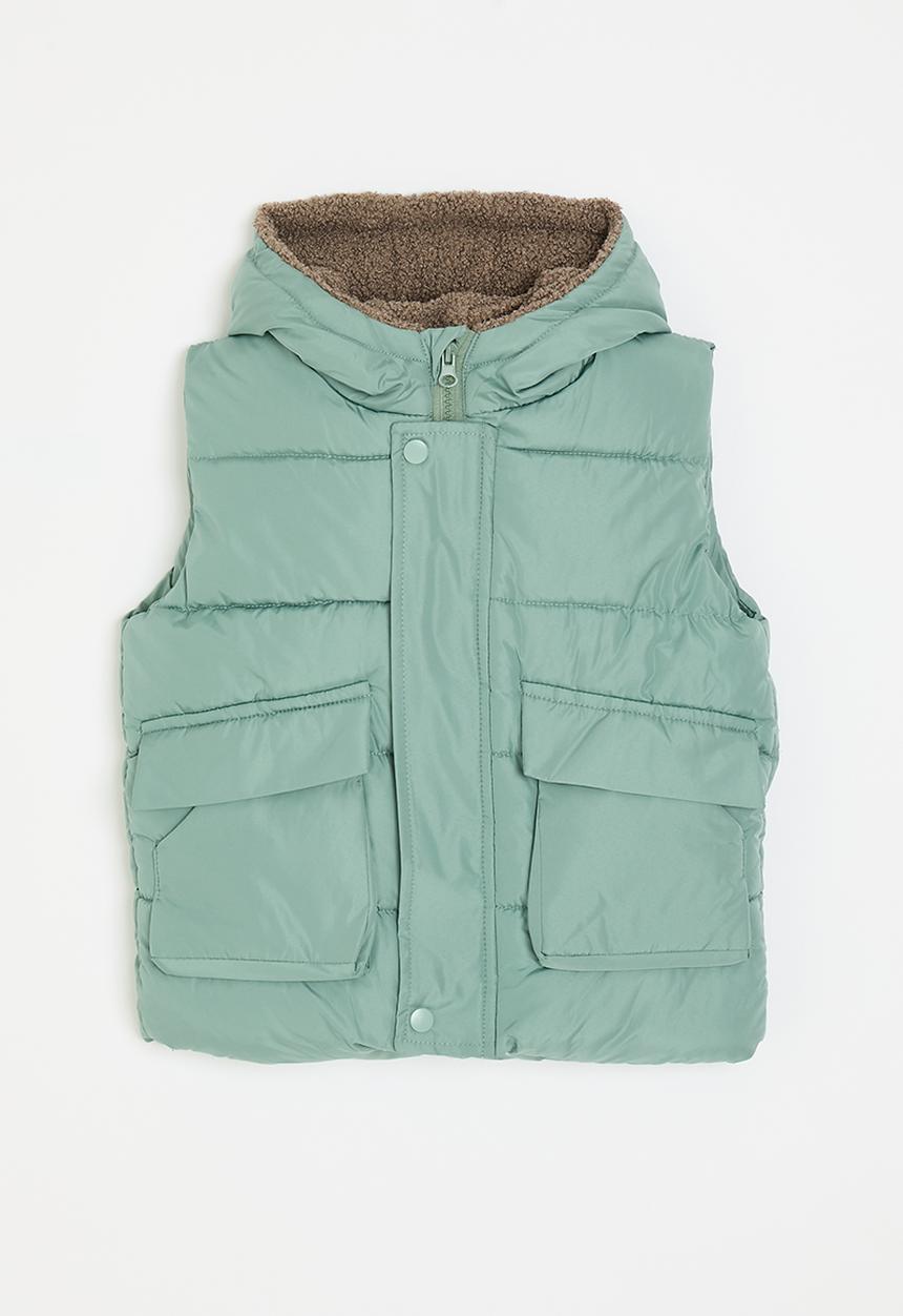 Pop Candy - Hooded gilet with animal ears - sage green/brown