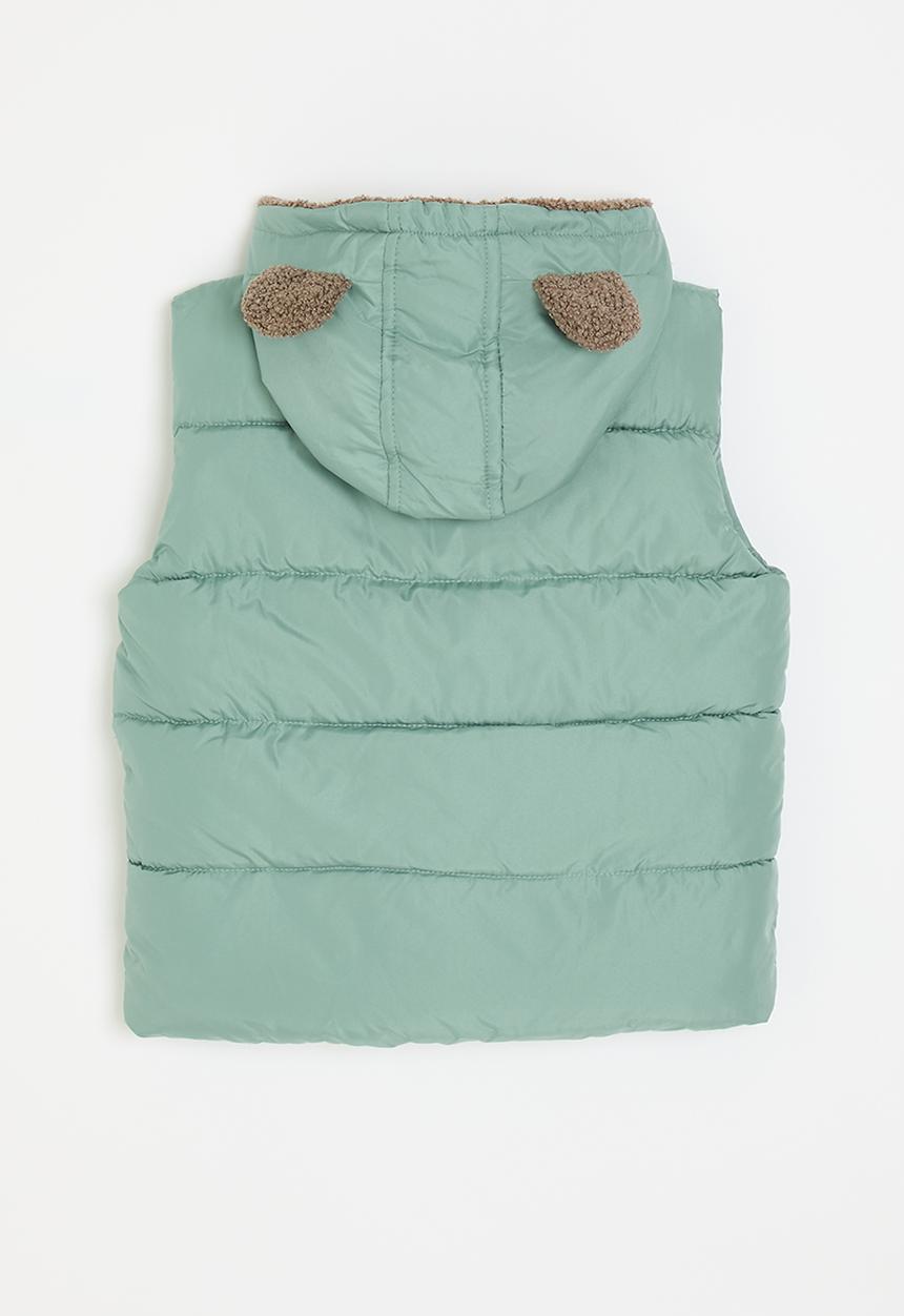 Pop Candy - Hooded gilet with animal ears - sage green/brown