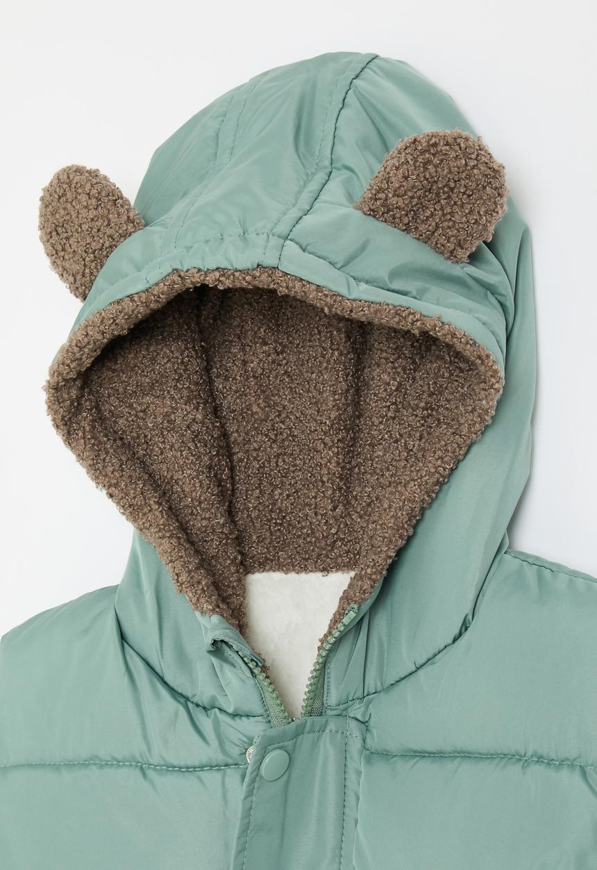 Pop Candy - Hooded gilet with animal ears - sage green/brown