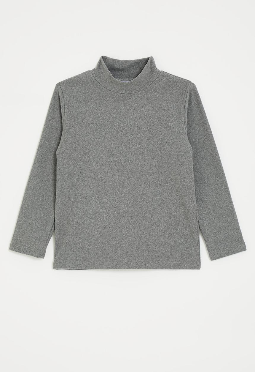 Pop Candy - Brushed cotton high neck top - grey
