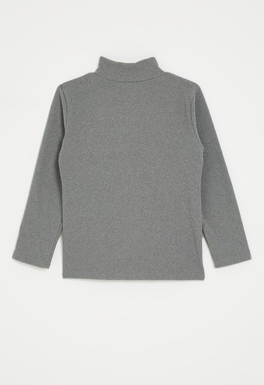 Pop Candy - Brushed cotton high neck top - grey