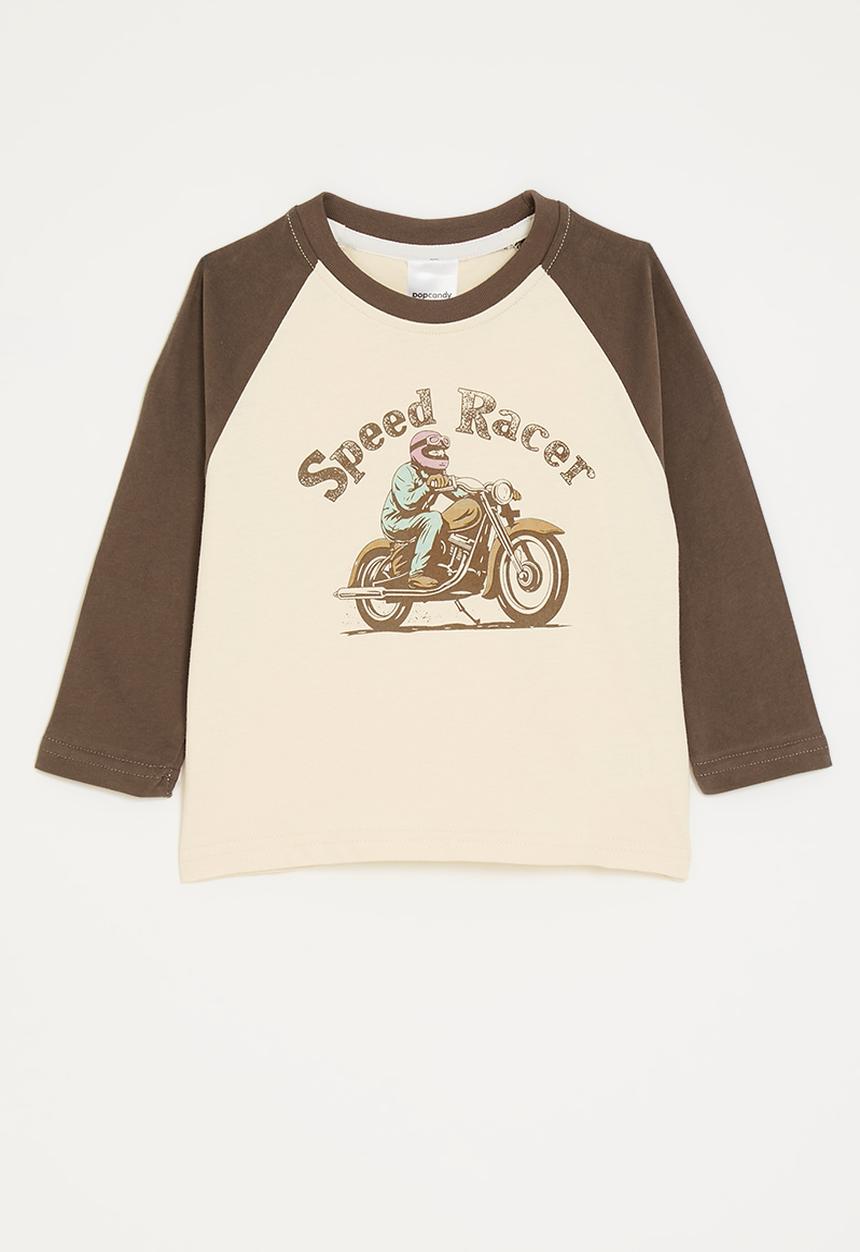 Pop Candy - Racer graphic tee - brown/beige