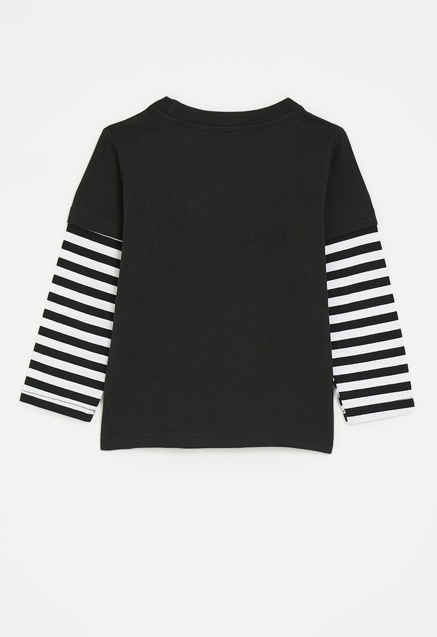 Pop Candy - Dino twofer tee - black/black stripe/multi