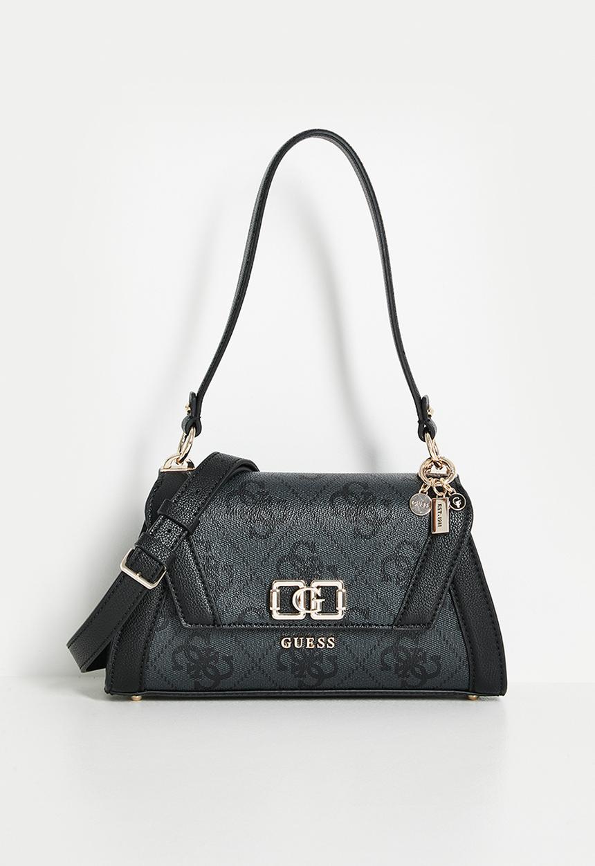 GUESS - Karnilla logo flap shoulder bag - coal logo