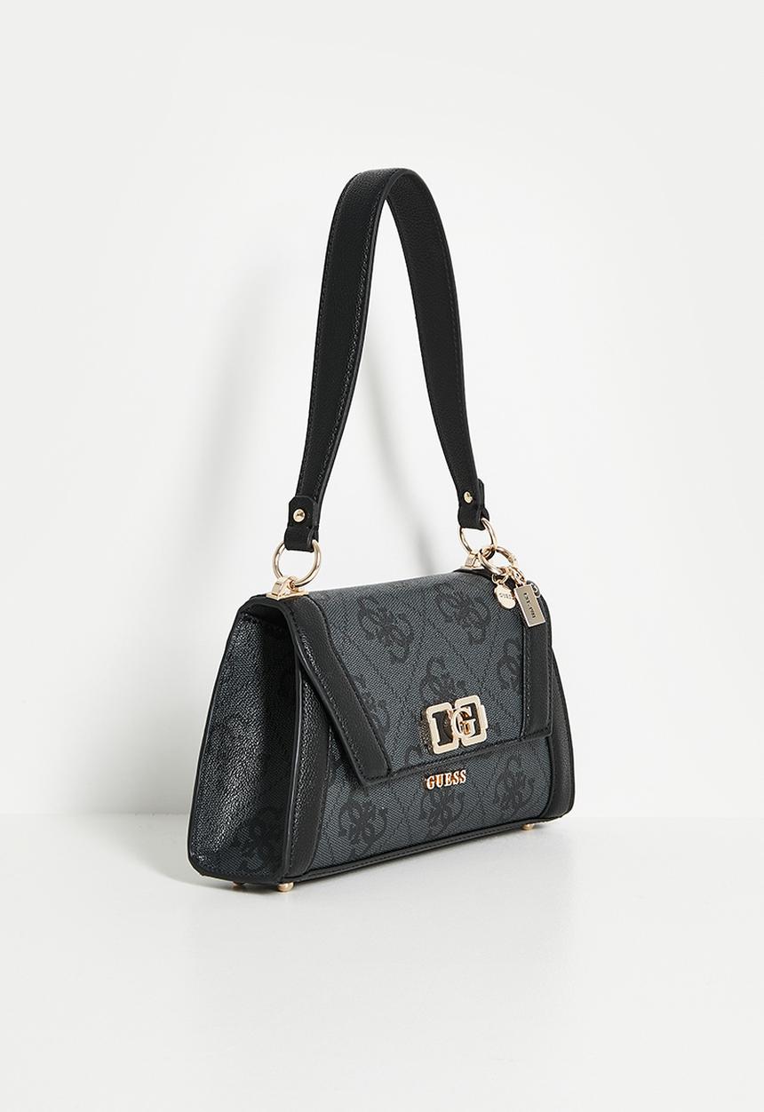 GUESS - Karnilla logo flap shoulder bag - coal logo