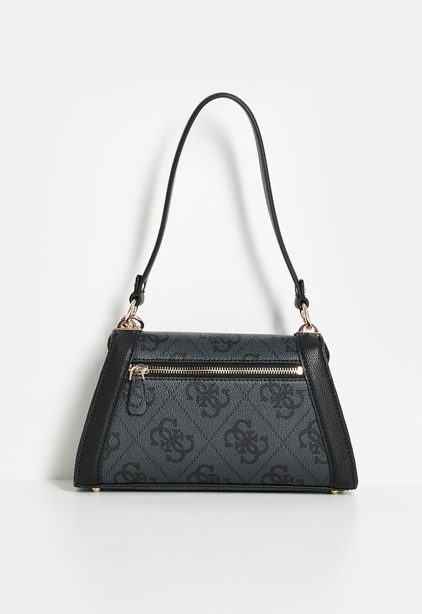 GUESS - Karnilla logo flap shoulder bag - coal logo