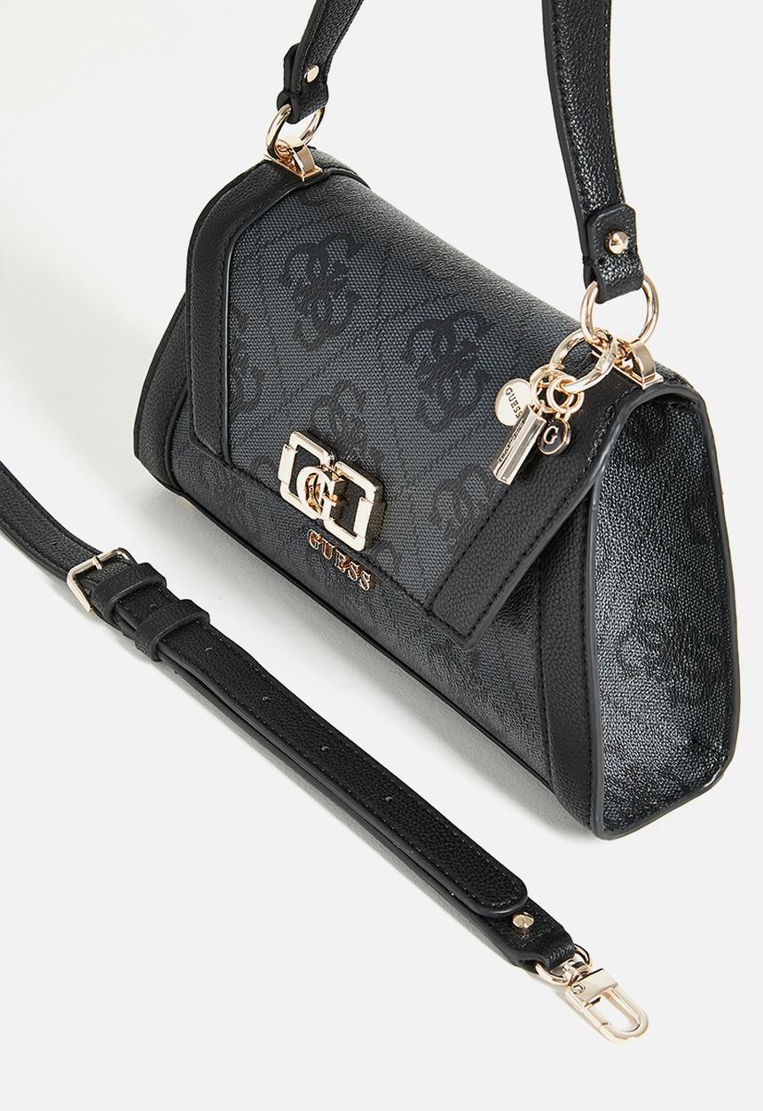 GUESS - Karnilla logo flap shoulder bag - coal logo