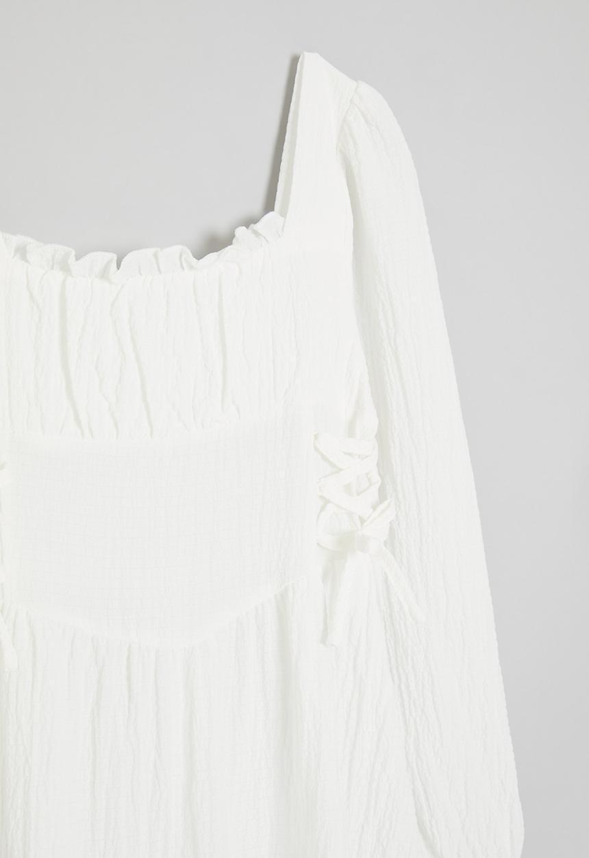 Pop Candy - Mock corset waist dress - white