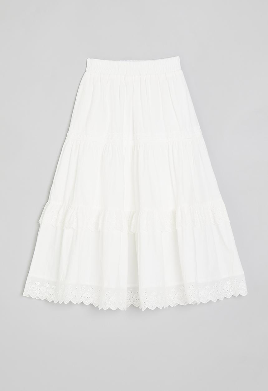 Pop Candy - Broderie tiered maxi skirt - white