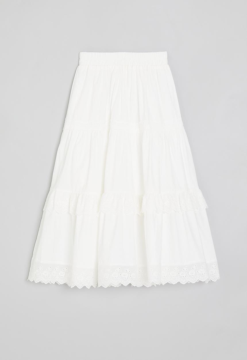 Pop Candy - Broderie tiered maxi skirt - white