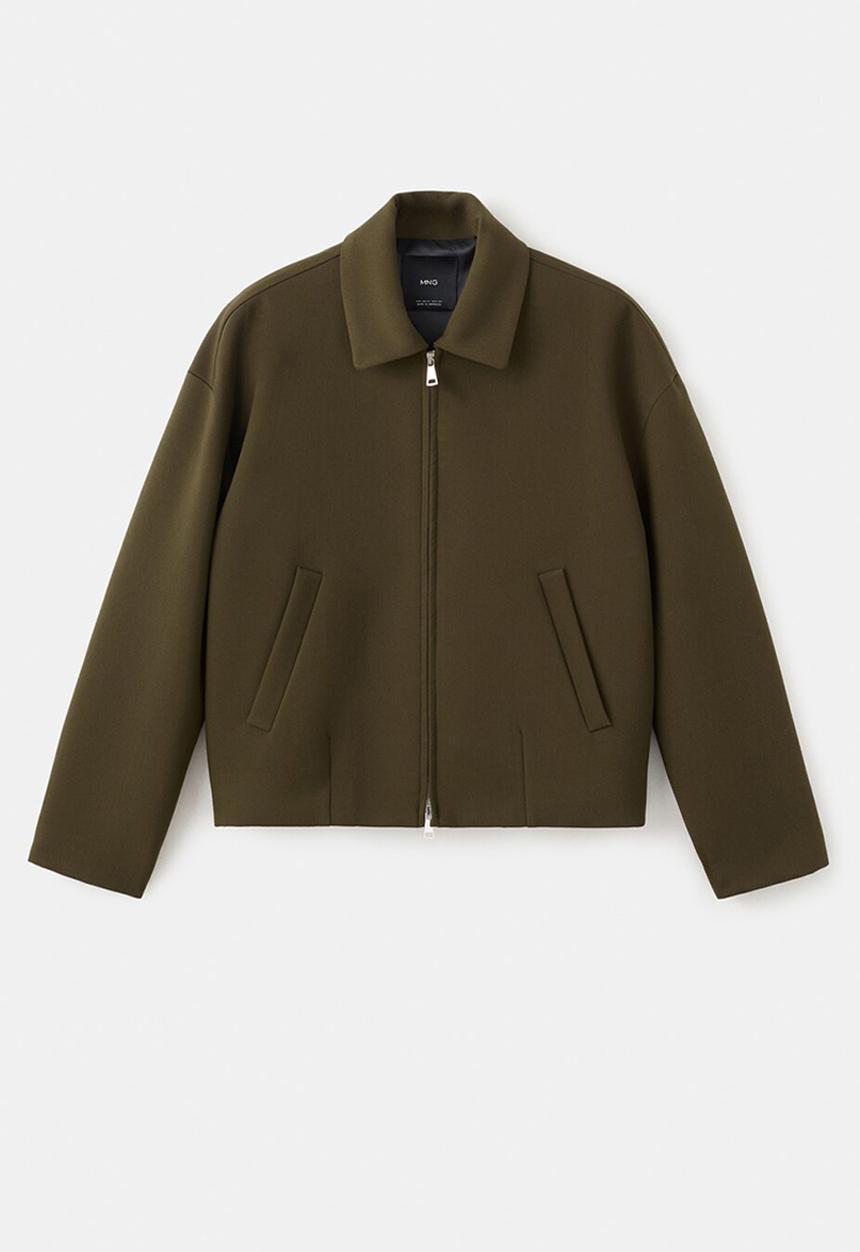 MANGO - Jacket cintu - khaki