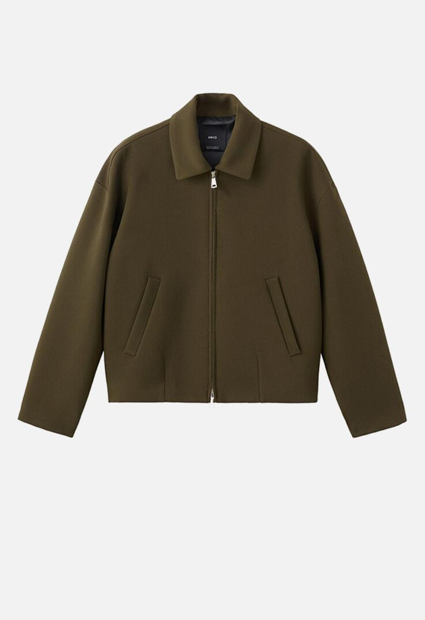 MANGO - Jacket cintu - khaki