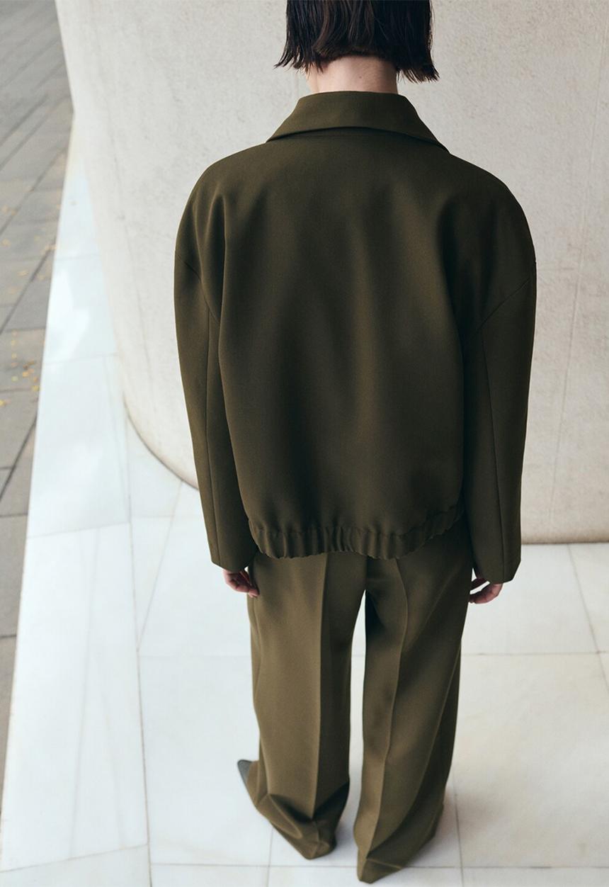 MANGO - Jacket cintu - khaki