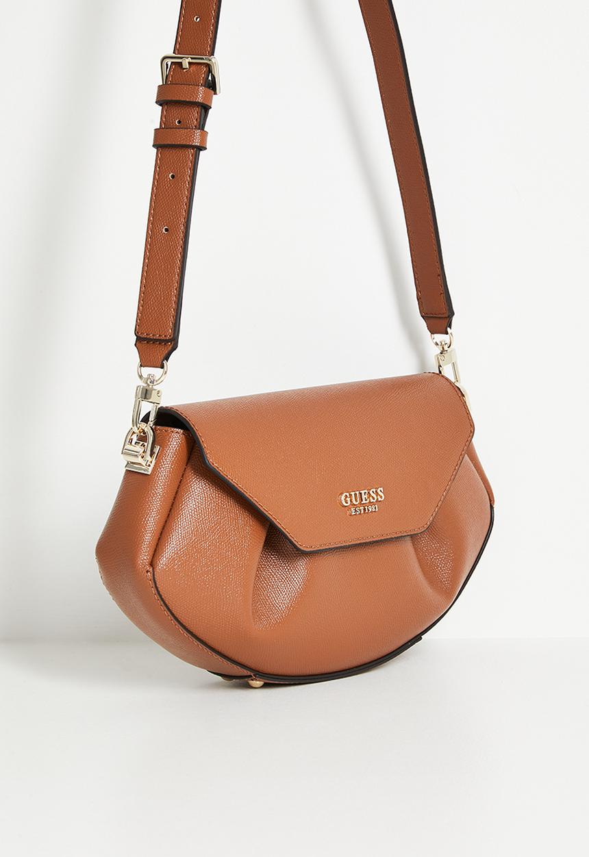 GUESS - Amorette flap crossbody bag - cognac