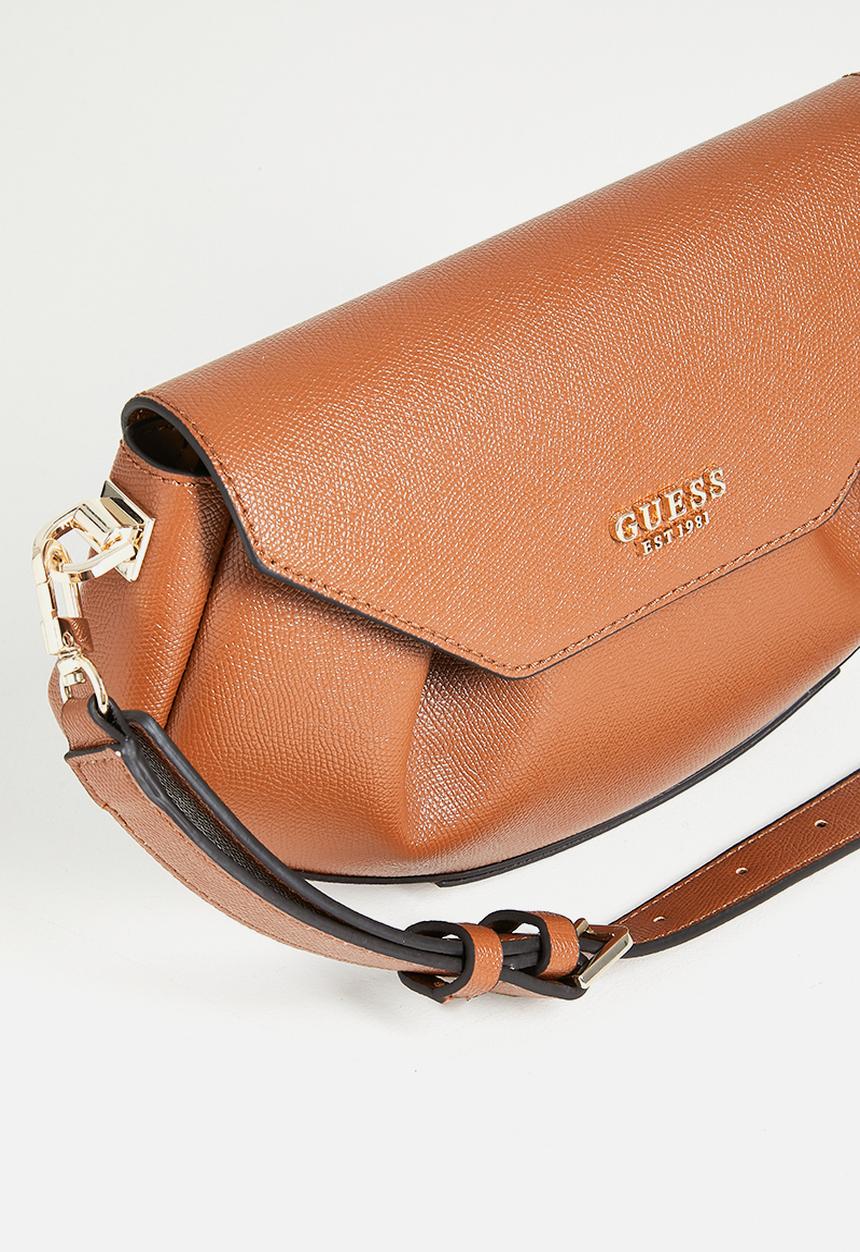 GUESS - Amorette flap crossbody bag - cognac