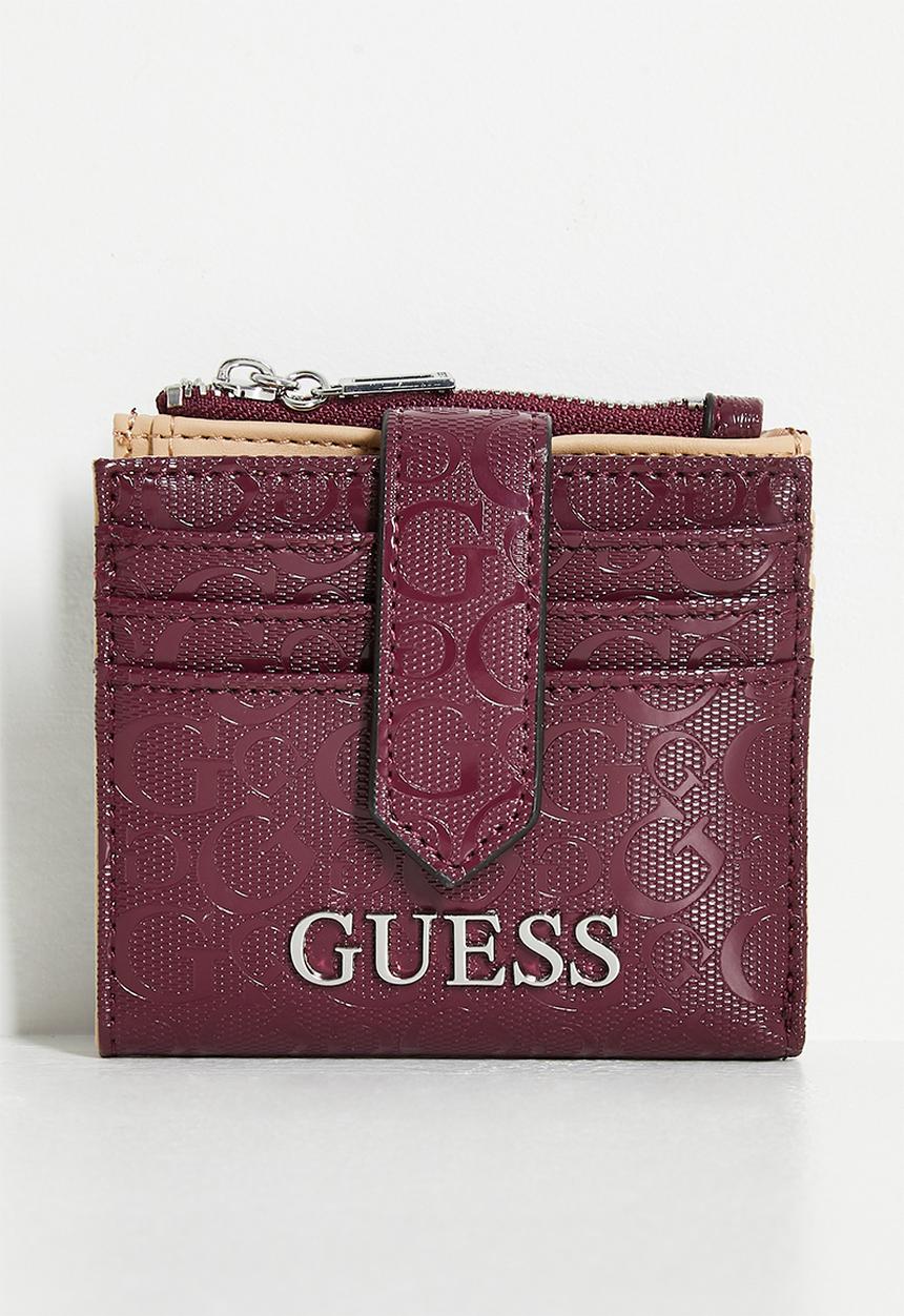 GUESS - Abbas sling credit card bag- oxblood