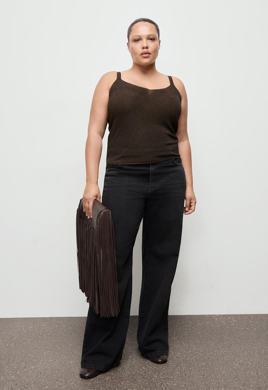 MANGO - Top kling - dark brown