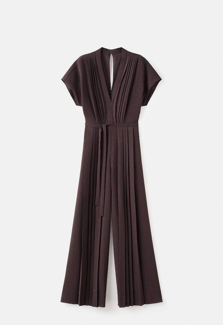 MANGO - Jumpsuit pleated - brown