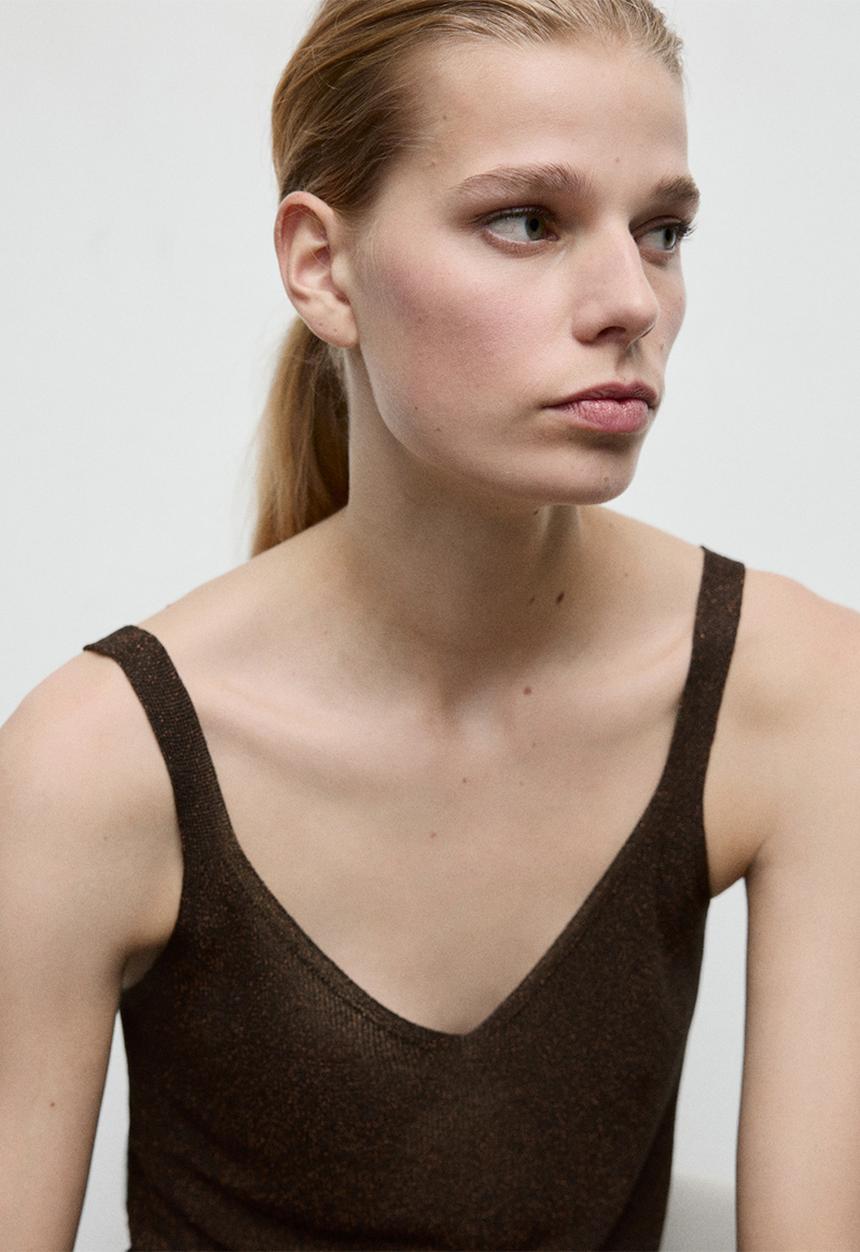 MANGO - Top kling - dark brown