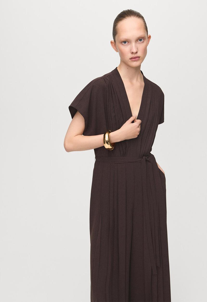 MANGO - Jumpsuit pleated - brown