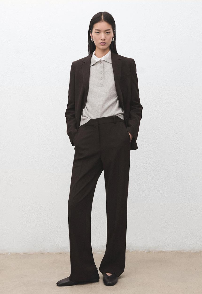 MANGO - Trousers bergen - dark brown