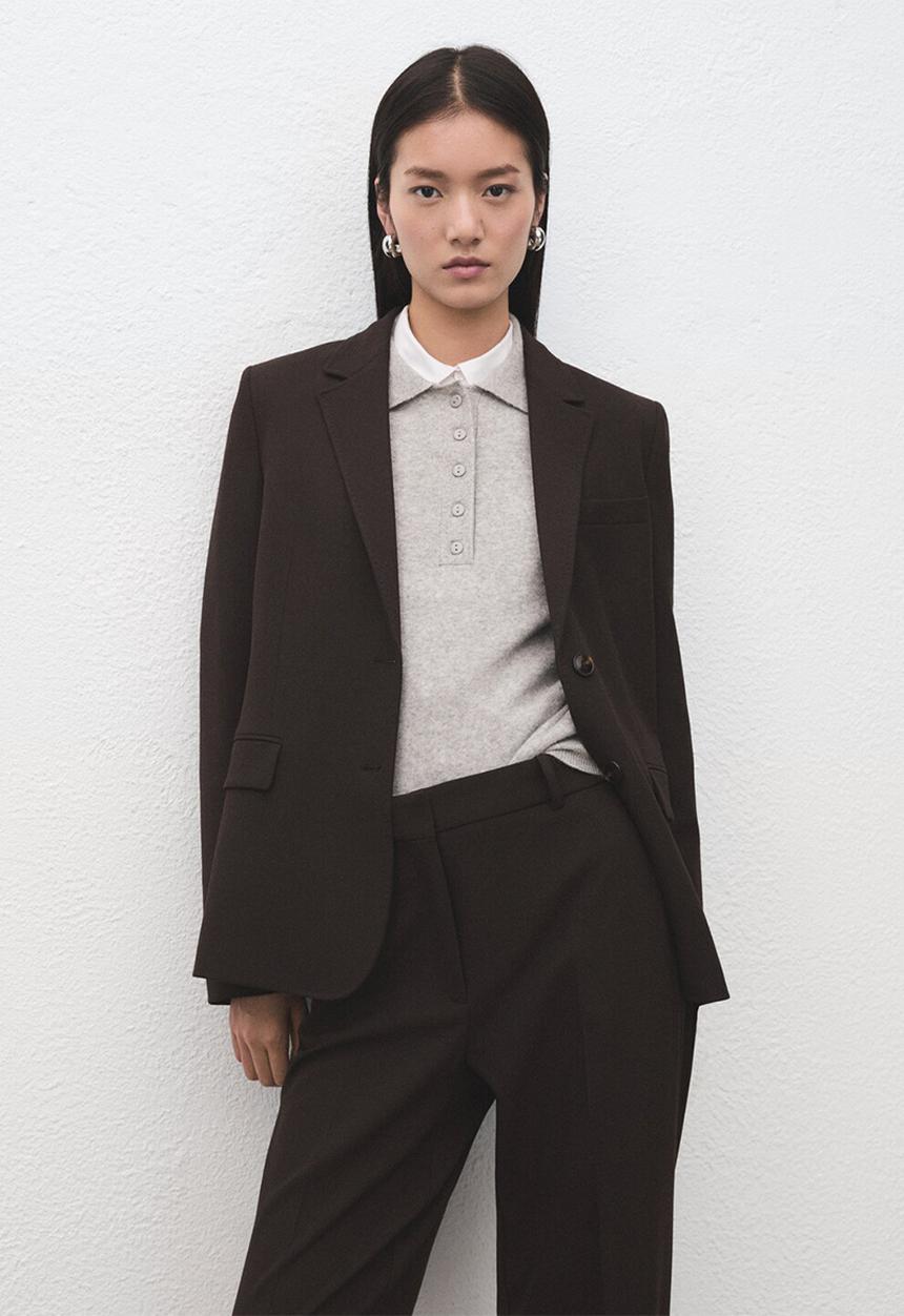 MANGO - Trousers bergen - dark brown