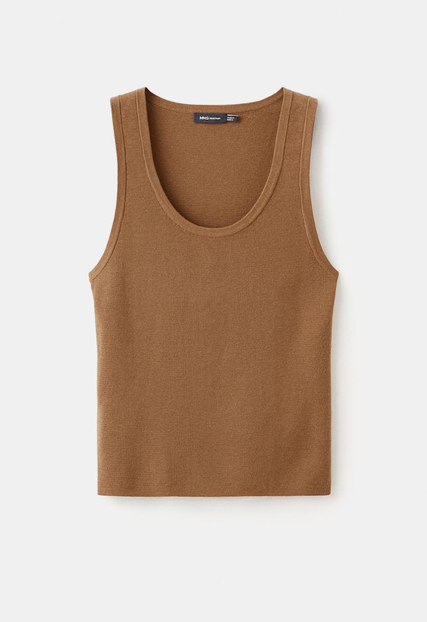 MANGO - Top olsen - medium brown