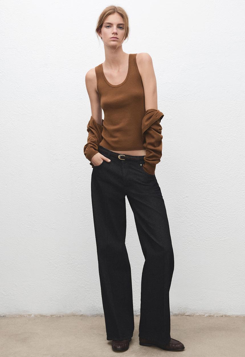 MANGO - Top olsen - medium brown