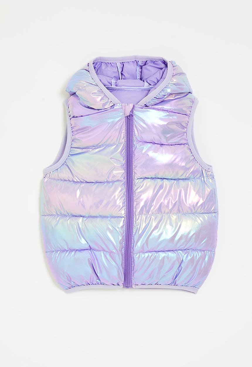 Pop Candy - Puffer vest with bear ears - purple shimmer