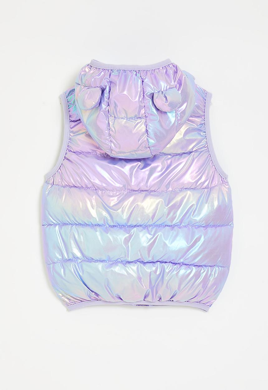 Pop Candy - Puffer vest with bear ears - purple shimmer