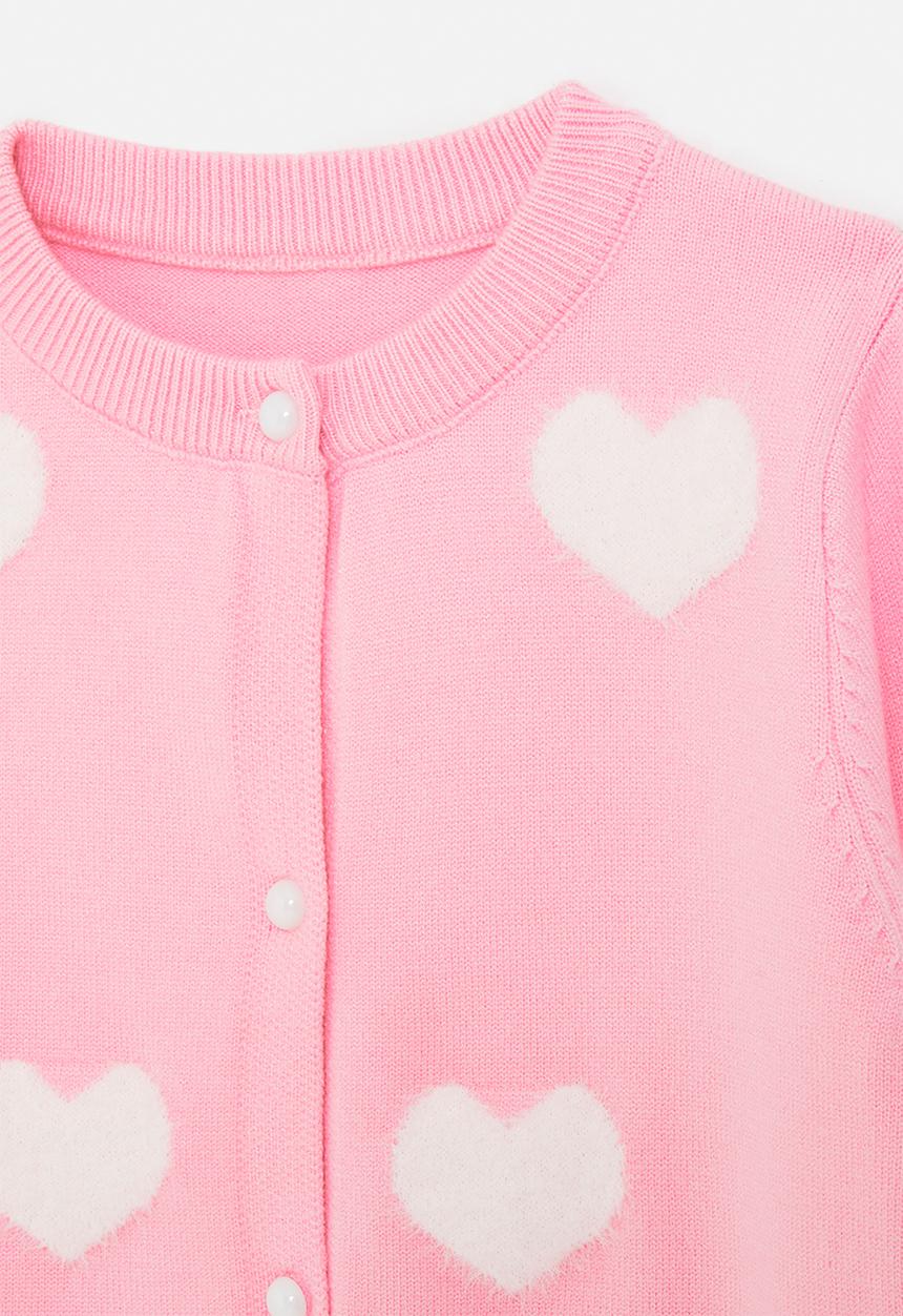 Pop Candy - Button down cardigan - pink/white hearts