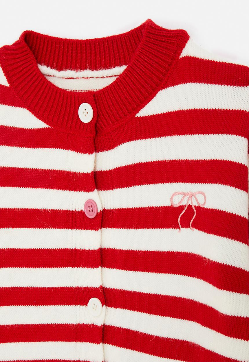 Pop Candy - Striped high-neck cardigan - red/white