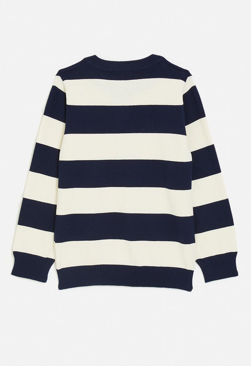Pop Candy - Stripe jersey with buttons - white/navy