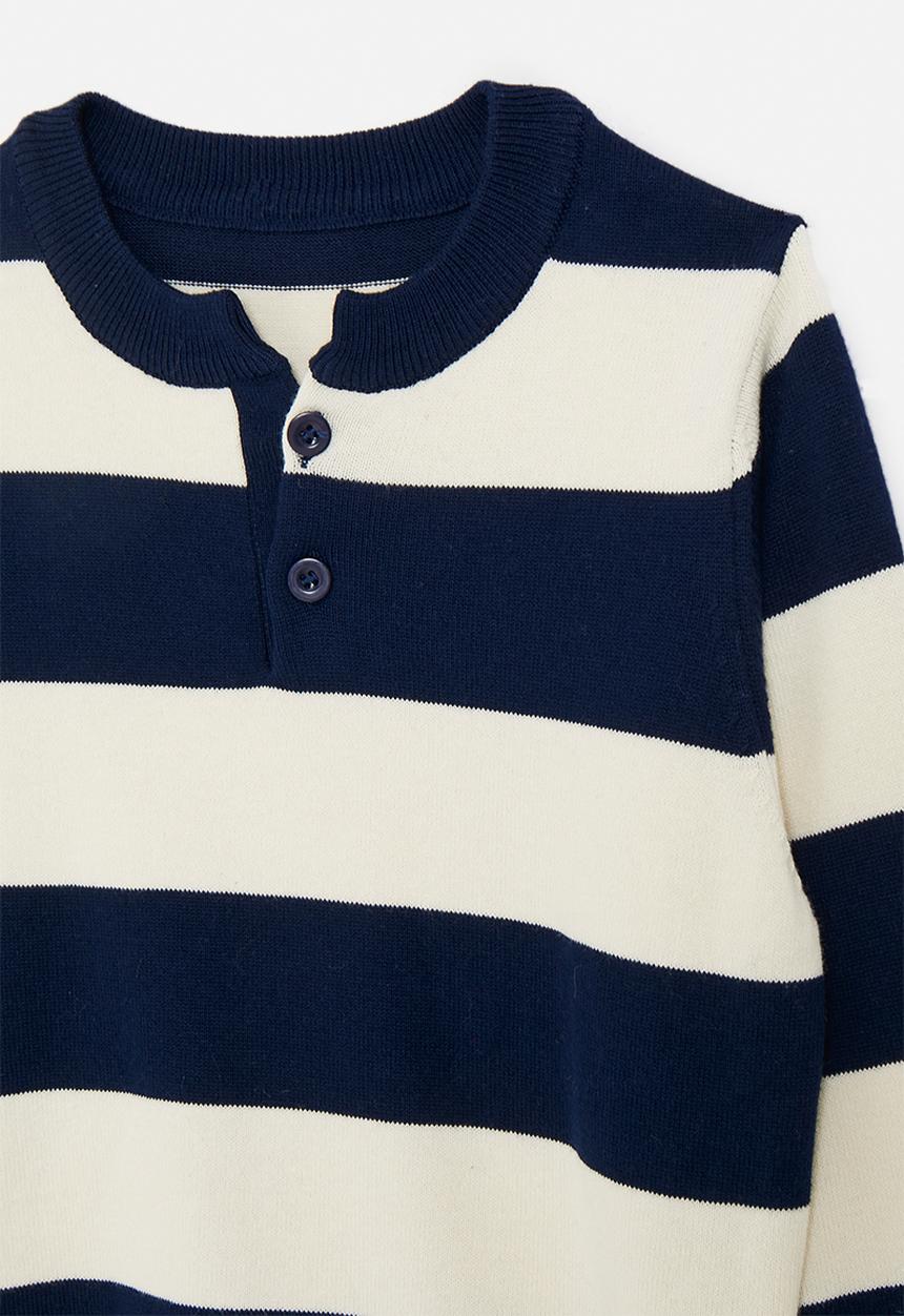 Pop Candy - Stripe jersey with buttons - white/navy
