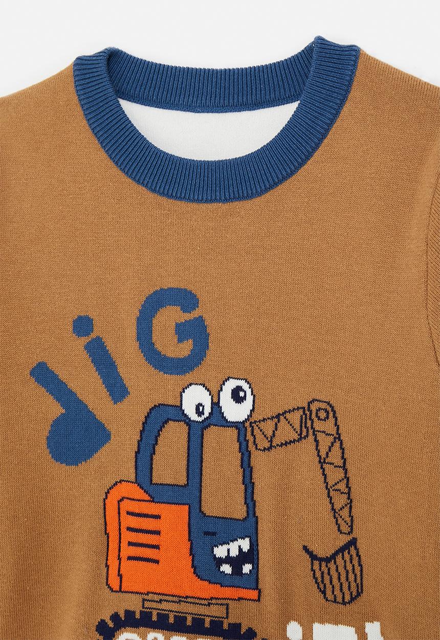 Pop Candy - Contrast rib sweatshirt - brown/blue/multi