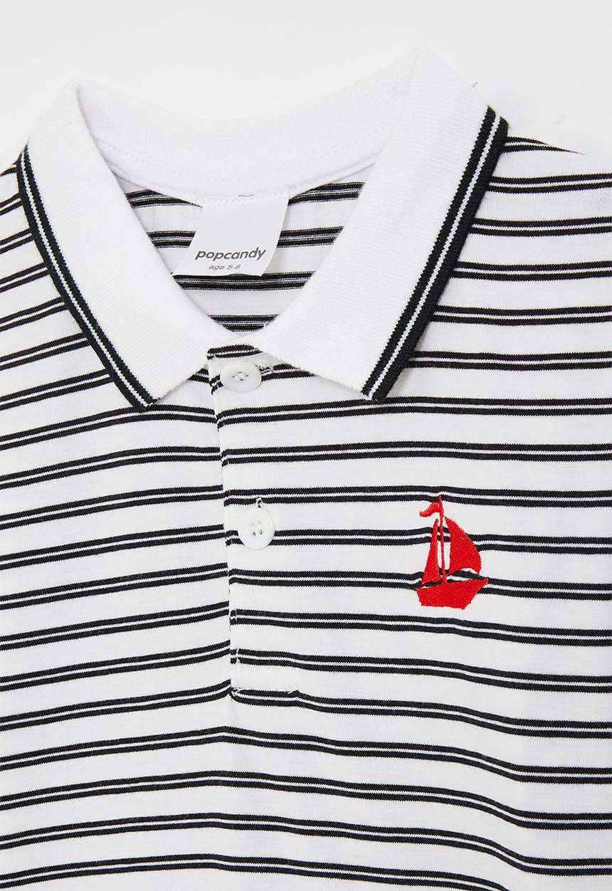 Pop Candy - Striped golfer tee - white/black