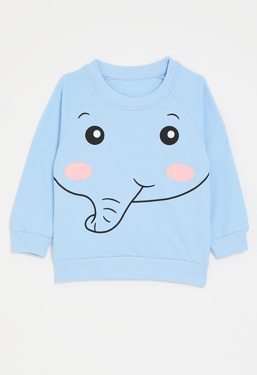 Pop Candy - Elephant graphic raglan sweatshirt - columbia blue