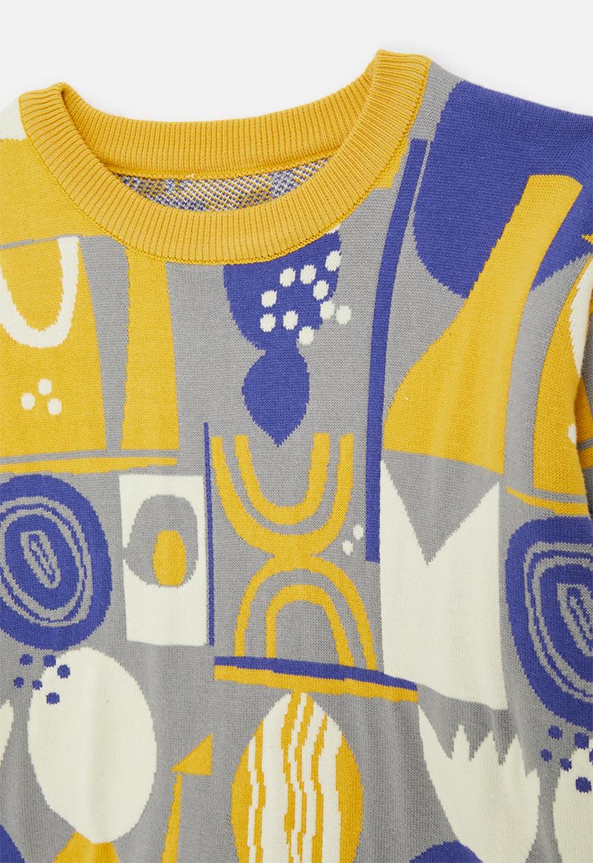 Pop Candy - Abstract printed sweater - mustard/purplish blue/white