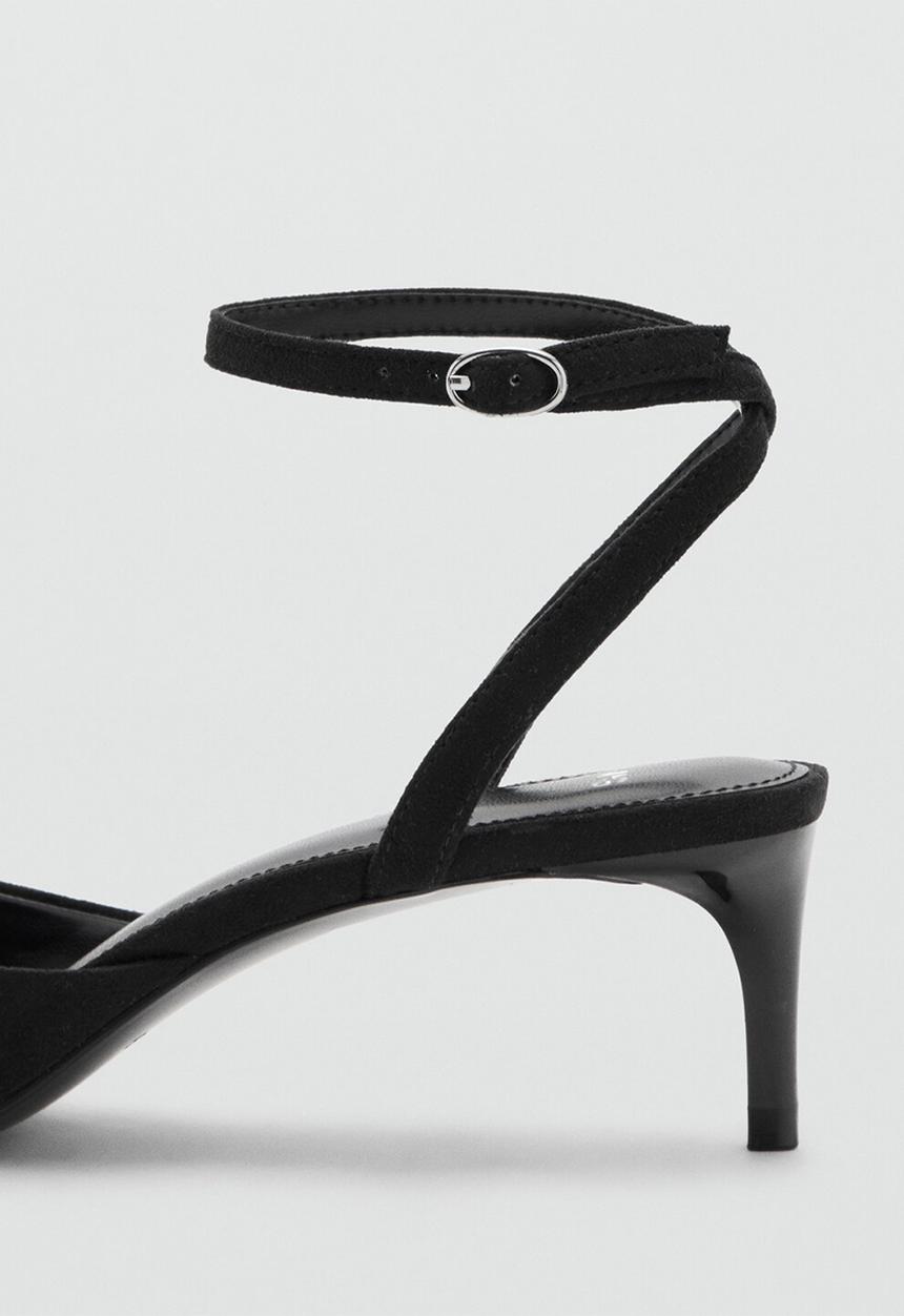 MANGO - Pom ankle strap - black