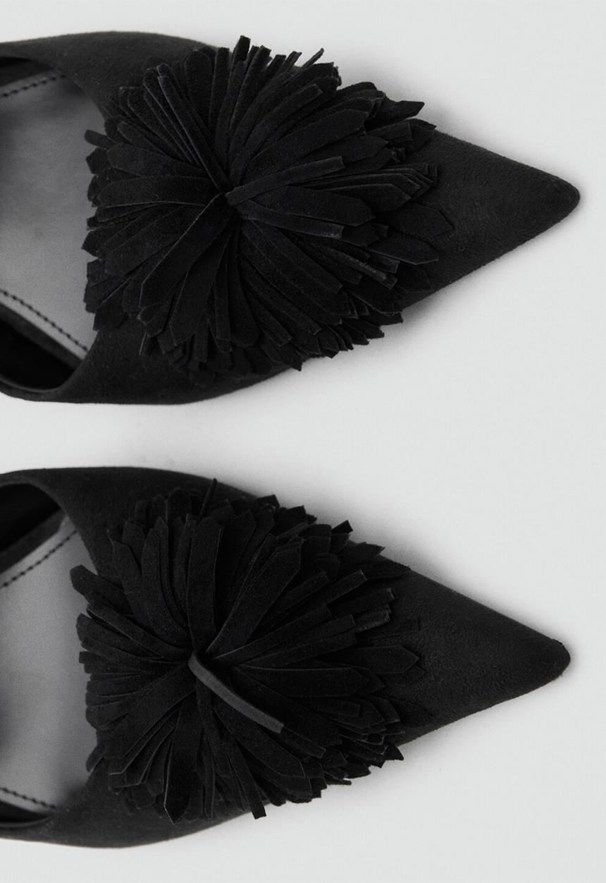 MANGO - Pom ankle strap - black