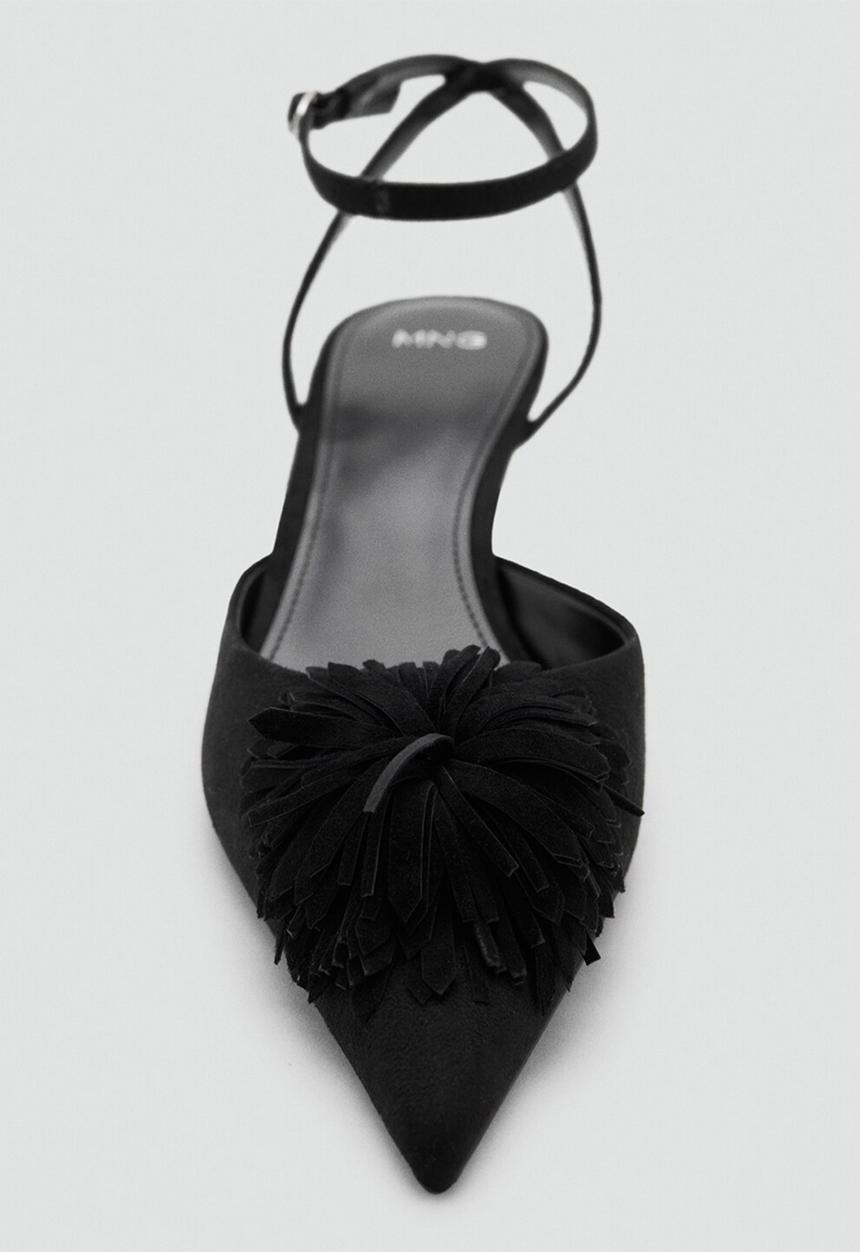 MANGO - Pom ankle strap - black