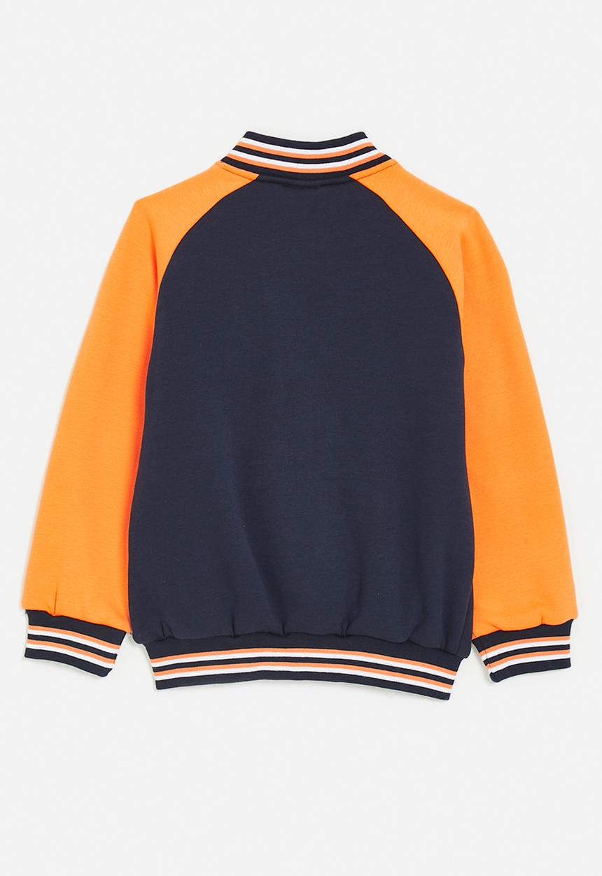 Pop Candy - Baseball jacket with striped rib - orange/navy