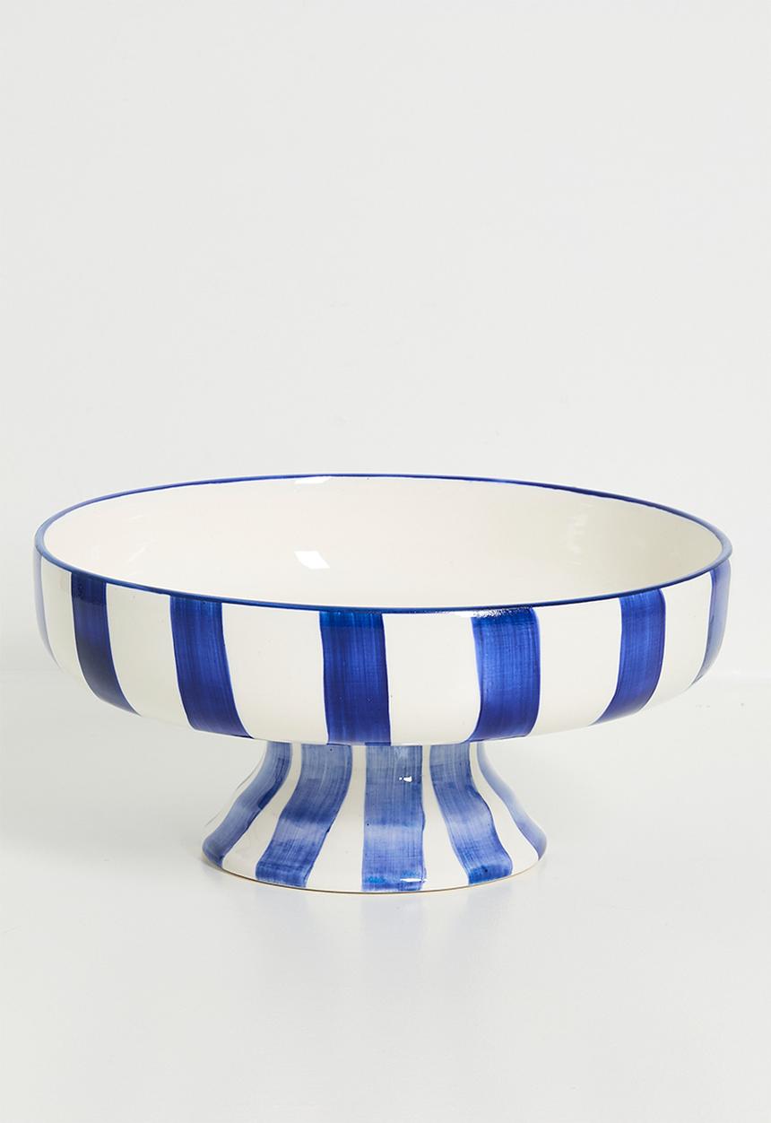 Urchin Art - Stripe fruit bowl - Blue & White